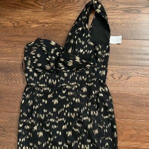 BCBGeneration black one shoulder dress with gold metallic